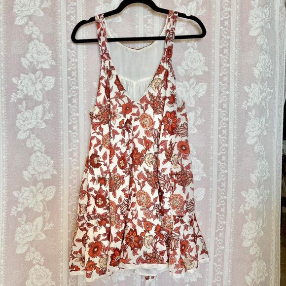 Free People Women's Cream and Orange Dress - Picture 4 of 6